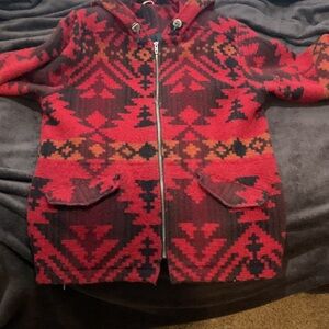 Vintage Woolrich Red and Black Patterned Women's Jacket
